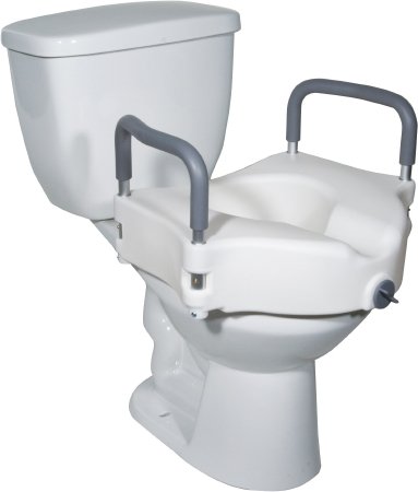 Drive Medical Drive Raised Toilet Seat With Arms drive 5 Inch Height White 300 lbs. Weight Capacity - 12027RA-4BULK