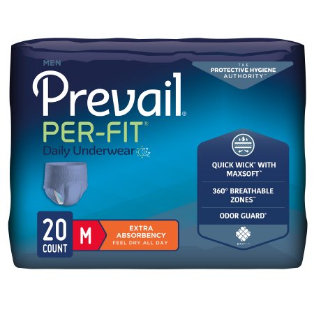Prevail Per-Fit Men - Male Adult Absorbent Underwear Pull On with Tear Away Seams Medium Disposable Moderate Absorbency - PFM-512