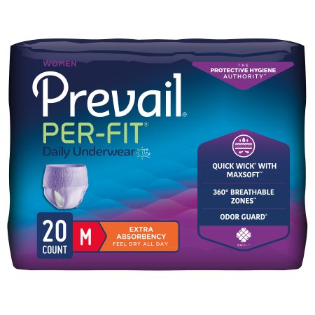 Prevail Per-Fit Women - Female Adult Absorbent Underwear Pull On with Tear Away Seams Medium Disposable Moderate Absorbency - PFW-512