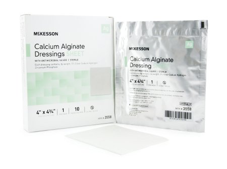 McKesson McKesson Calcium Alginate Dressing with Silver 4 X 4-3/4 Inch Rectangle Sterile - 3558