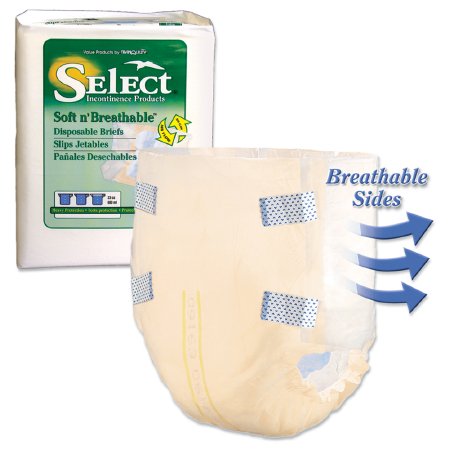 Principle Business Enterprises Select Soft n' Breathable Adult Incontinent Brief Tab Closure X-Large Disposable Heavy Absorbency - 2629