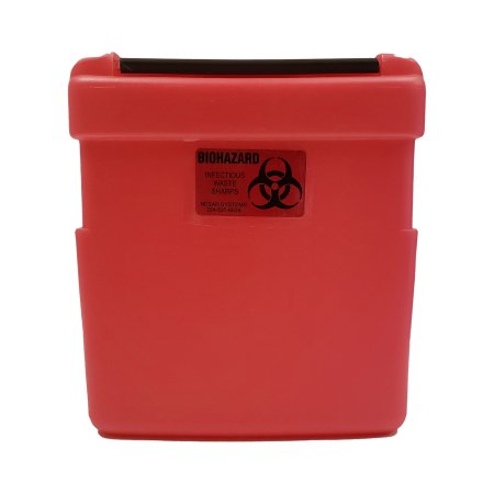 Nesar Systems - Replacement Radioactive Sharps Container 8-1/2 L X 4 D X 9 H Inch 1 Gallon Red Base / Black Lid Horizontal Entry Snap On Lid - 600R