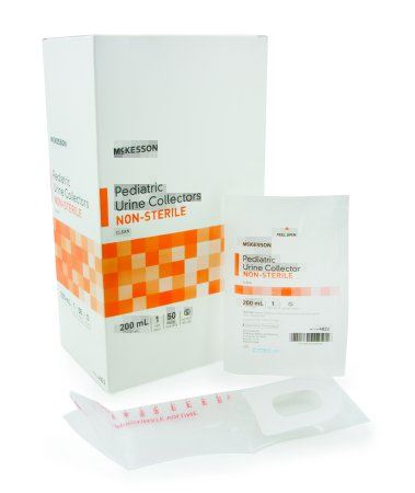 McKesson McKesson Pediatric Urine Collection Bag Polypropylene Adhesive Closure 200 mL (7 oz.) NonSterile - 4822