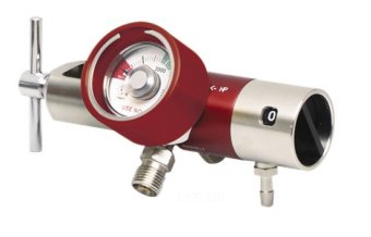 Rhino - Oxygen Regulator Continuous with Gauge and 2 Check Valves 0 - 25 LPM Barb Outlet CGA-870 - L370-220-G
