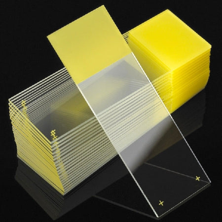 Diamond White Glass - Charged Microscope Slide 25 X 75 X 1 mm Yellow Frosted End - 1358Y