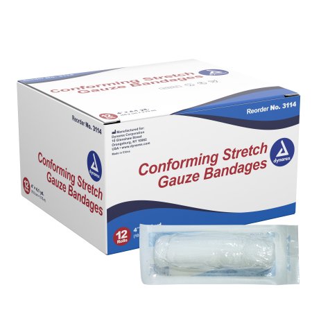 Dynarex - Conforming Bandage Polyester 1-Ply 4 Inch X 4-1/10 Yard Roll Shape Sterile - 3114
