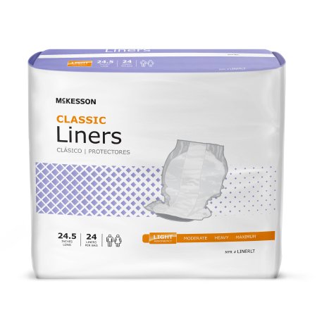 McKesson McKesson Lite Incontinence Liner 24-1/2 Inch Length Light Absorbency Polymer One Size Fits Most Unisex Disposable - LINERLT