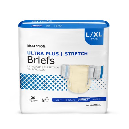 McKesson McKesson Ultra Plus Stretch Adult Incontinent Brief Tab Closure Large / X-Large Disposable Heavy Absorbency - BRSTRLXL