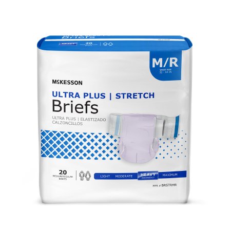 McKesson McKesson Ultra Plus Stretch Adult Incontinent Brief Tab Closure Medium Disposable Heavy Absorbency - BRSTRMR