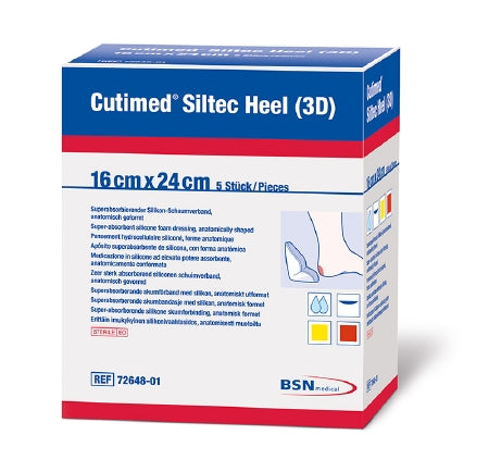 BSN Medical Cutimed Siltec Heel 3D Silicone Foam Dressing 6-1/2 X 9-1/2 Inch Heel Cup Style Silicone Adhesive without Border Sterile - 7328601
