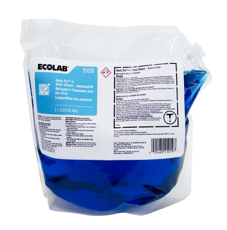 Ecolab Oasis Pro 41 Glass / Surface Cleaner Ammoniated Liquid Concentrate 2 Liter Bag Ammonia Scent - 6121019