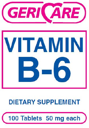 McKesson Geri-Care Vitamin Supplement Vitamin B6 50 mg Strength Tablet 100 per Bottle - 853-01-GCP