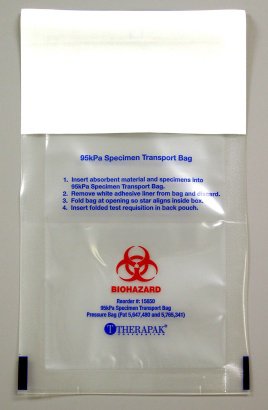 Therapak 95kPa Compliant - Specimen Transport Bag with Document Pouch 7 X 11 Inch Adhesive Closure Biohazard Symbol / Instructions for Use NonSterile - 22130020