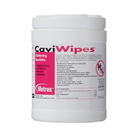 CaviWipes - Surface Disinfectant Premoistened Alcohol Based Manual Pull Wipe 220 Count Canister Alcohol Scent NonSterile - 10-1090