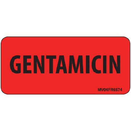 MedVision - Drug Label Anesthesia Label Gentamicin Red 1 X 2-1/4 Inch - MV04FR6574
