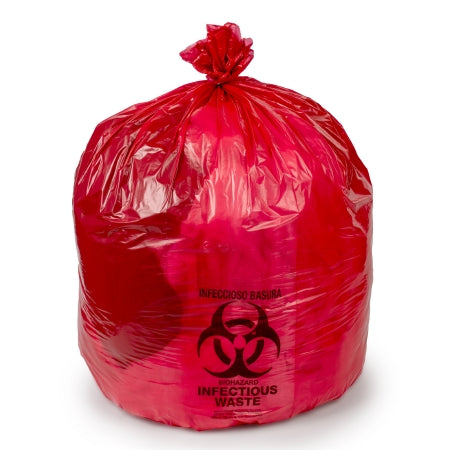 Colonial Bag - Infectious Waste Bag 10 gal. Red Bag HDPE 24 X 24 Inch - HDR-24
