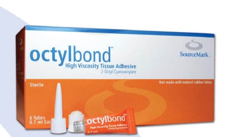 Sourcemark Octylbond Skin Adhesive 0.7 mL High Viscosity Precision Applicator Tip and Dome Applicator Tip 2-Octyl Cyanoacrylate - 1201Z