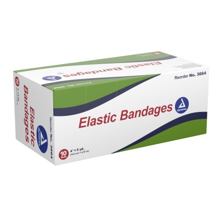 Dynarex - Elastic Bandage 4 Inch X 4-1/2 Yard Standard Compression Clip Detached Closure Tan NonSterile - 3664