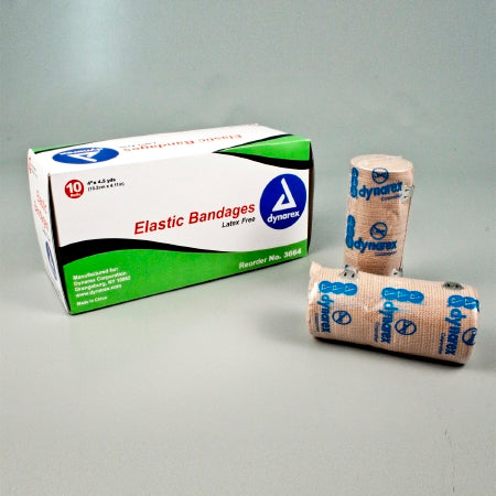 Dynarex Dynarex Elastic Bandage 4 Inch X 4-1/2 Yard Standard Compression Clip Detached Closure Tan NonSterile - 3664