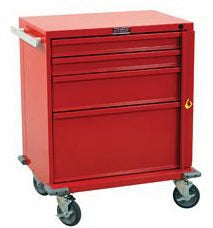 Harloff V-Series Crash Cart Steel Body and Drawers 22 X 29.5 X 34 Inch 4 Drawers Red - V24-4B