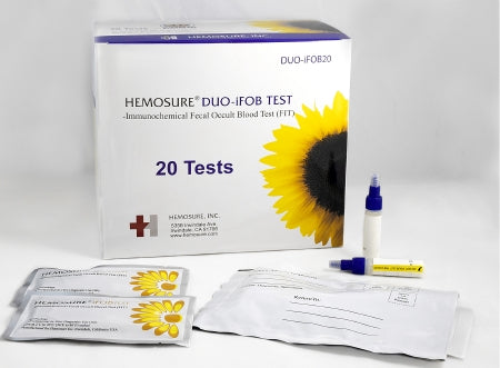 Hemosure Hemosure Rapid Test Kit Colorectal Cancer Screening Fecal Occult Blood Test (iFOB or FIT) Stool Sample CLIA Waived 20 Tests - DUO-IFOB