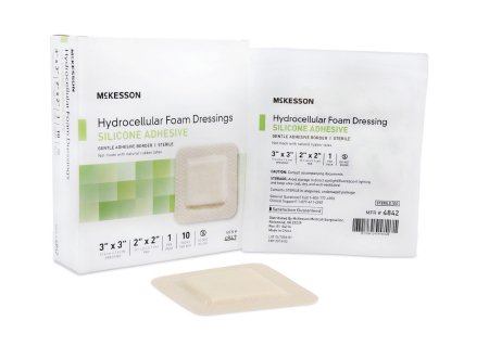 McKesson McKesson Silicone Foam Dressing 3 X 3 Inch Square Silicone Adhesive with Border Sterile - 4842