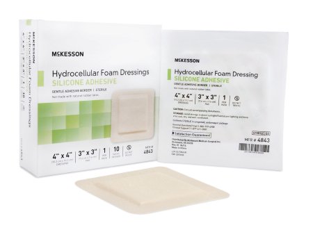 McKesson McKesson Silicone Foam Dressing 4 X 4 Inch Square Silicone Adhesive with Border Sterile - 4843
