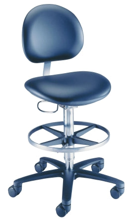 McKesson Select Exam Stool Backrest Pneumatic Height Adjustment 5 Casters Burgundy - 4865-US364