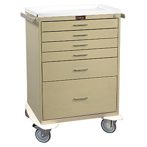 Harloff Classic Line Anesthesia Cart 22 X 32 X 42.5 Inch 6 Drawers Beige - 6450