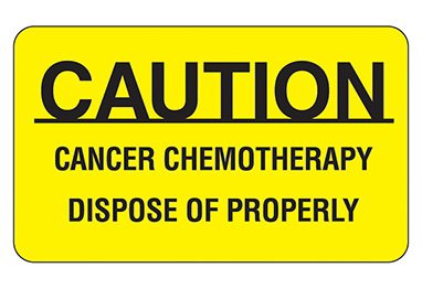 Indeed - Pre-Printed Label Warning Label Yellow Paper Caution Cancer Chemotherapy Dispose of Properly Black Biohazard 1-1/2 X 2-1/2 Inch - 2301