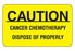 Health Care Logistics Indeed Pre-Printed Label Warning Label Caution Cancer Chemotherapy Dispose of Properly Yellow 1-1/2 X 2-1/2 Inch - 2301
