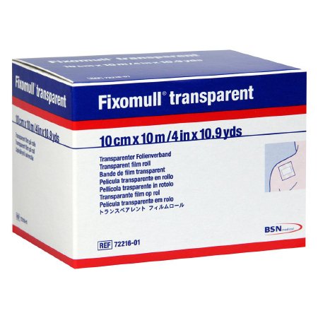 Fixomull Transparent - Dressing Retention Tape with Liner Waterproof Adhesive / Film 4 Inch X 10-9/10 Yard Transparent NonSterile - 7221601