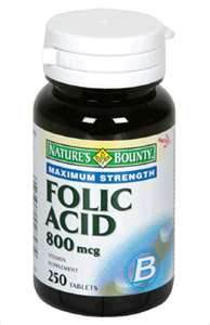 Nature's Bounty - Mineral Supplement Folic Acid 800 mcg Strength Tablet 250 per Bottle - 74312002843