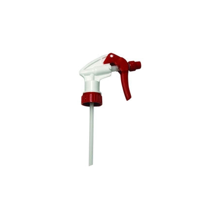 Saalfeld Redistribution Bottle Trigger Sprayer Red and White, 28 mm/400 Neck Finish, 9-7/8 Inch Tube - 5906