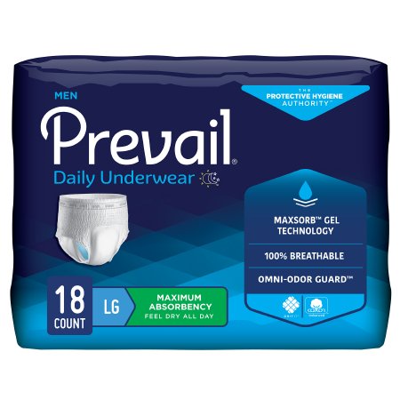 Prevail Men's Daily Underwear - Male Adult Absorbent Underwear Pull On with Tear Away Seams Large Disposable Heavy Absorbency - PUM-513/1
