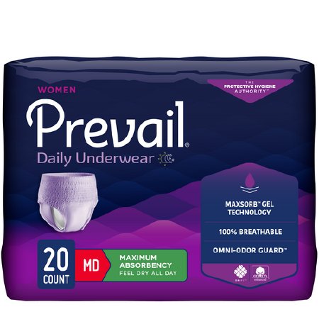 Prevail For Women Daily Underwear - Female Adult Absorbent Underwear Pull On with Tear Away Seams Medium Disposable Heavy Absorbency - PWC-512/1