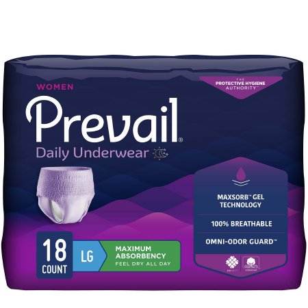 Prevail For Women Daily Underwear - Female Adult Absorbent Underwear Pull On with Tear Away Seams Large Disposable Heavy Absorbency - PWC-513/1