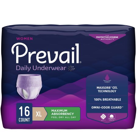 Prevail For Women Daily Underwear - Female Adult Absorbent Underwear Pull On with Tear Away Seams X-Large Disposable Heavy Absorbency - PWC-514/1