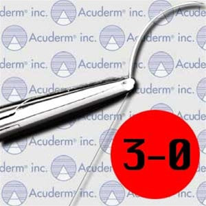 Acuderm Acu-Suture Standard Point Suture with Needle Nonabsorbable Uncoated Black Suture Monofilament Nylon Size 3-0 24 Inch Suture 1-Needle 19 mm Length 3/8 Circle Reverse Cutting Needle - SUF2324