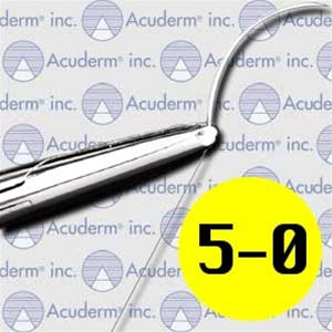 Acuderm Acu - Suture Precision Point Suture with Needle Nonabsorbable Uncoated Black Suture Monofilament Nylon Size 5-0 24 Inch Suture 1-Needle 13 mm Length 3/8 Circle Reverse Cutting Needle - SUP3524