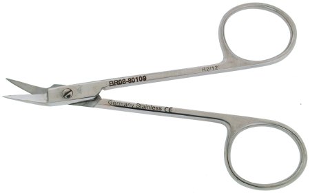 BR Surgical - Ligature Scissors O'Brien 3-1/2 Inch Length Surgical Grade Stainless Steel NonSterile Finger Ring Handle Angled Sharp Tip / Sharp Tip - BR08-80109