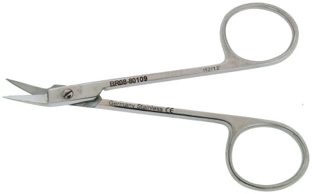 BR Surgical BR Surgical Ligature Scissors O'Brien 3-1/2 Inch Length Surgical Grade Stainless Steel NonSterile Finger Ring Handle Angled Sharp/Sharp - BR08-80109