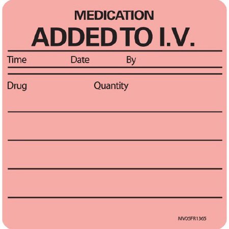 Precision Dynamics - Pre-Printed Label Anesthesia Label Red - MV05FR1365