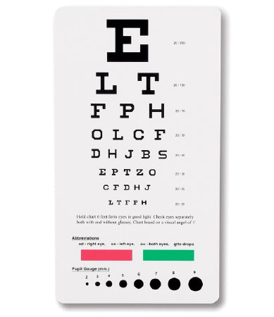 Prestige Medical Snellen Eye Chart 6 Foot Snellen - 3909
