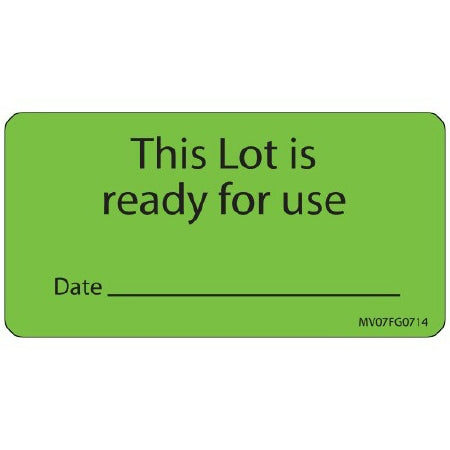 Precision Dynamics MedVision Pre-Printed Label Instructional Label THIS LOT IS ready for use/Date_________ Fluorescent Green 1-1/2 X 2-15/16 Inch - V07FG0714