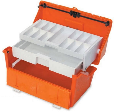 Market Lab Inc Emergency Box Bright Orange Copolymer Resin 9 X 9.5 X 17.5 Inch, Tray Size: 1.75 X 7.125 X 14.75 Inch - 3343