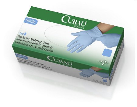 Curad - Exam Glove Small NonSterile Nitrile Standard Cuff Length Fully Textured Blue Chemo Tested - CUR9314