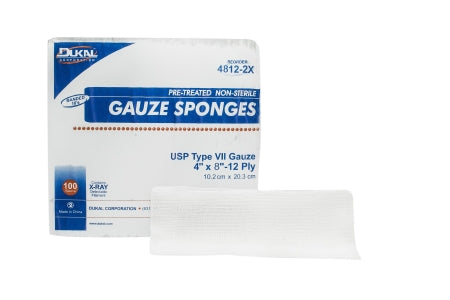 Dukal - USP Type VII X-Ray Detectable Gauze Sponge Cotton 12-Ply 4 X 8 Inch Rectangle NonSterile - 4812-2X