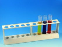 Globe Scientific Test Tube Rack 10 Place 16 mm - 17 mm Tube Size White - 456106