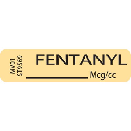 MedVision - Drug Label Anesthesia Label Fentanyl_mcg/cc Tan 5/16 X 1-1/4 Inch - MV01ST9569